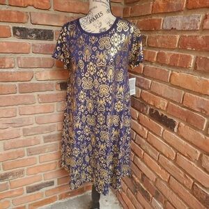 Kids Navy and Gold Patterned Dress